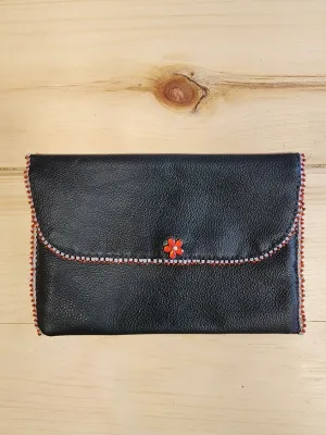 Leather - Wallet - with Beaded Design
