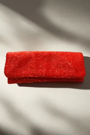 Long Beaded Clutch in Red