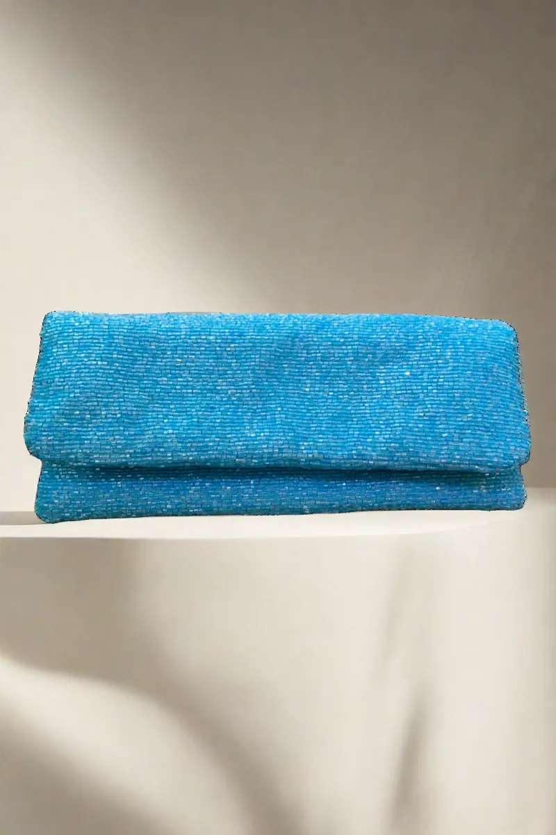 Long Beaded Clutch in Turquoise