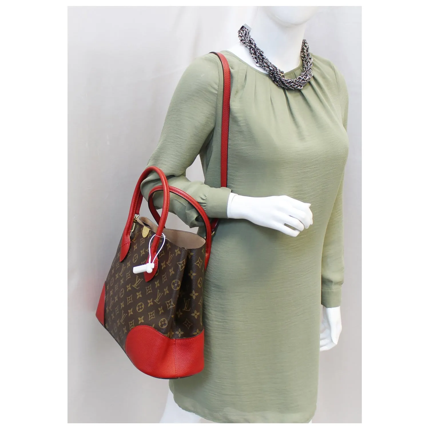 LOUIS VUITTON Flandrin Monogram Canvas Tote Shoulder Bag Cherry