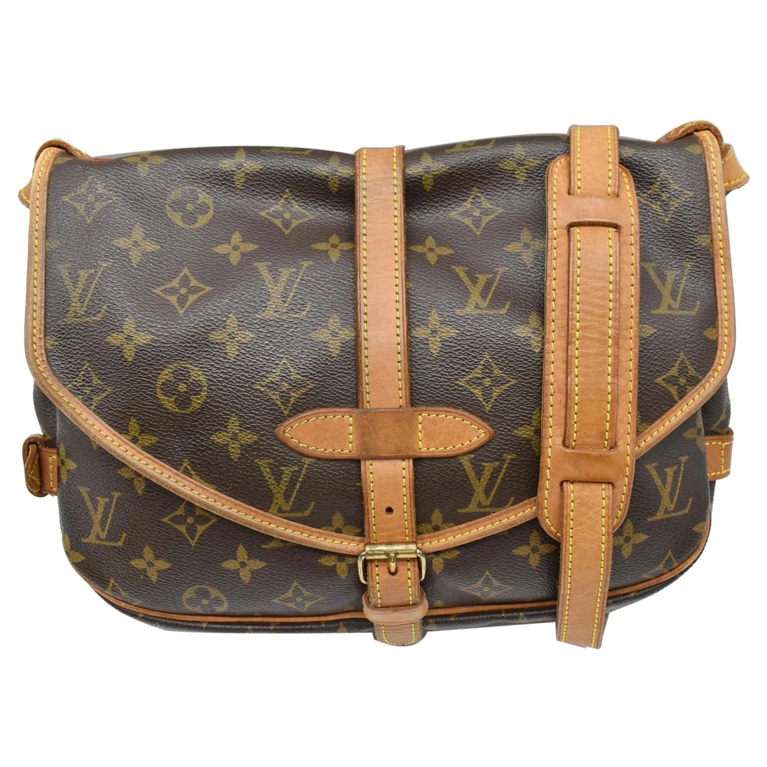 LOUIS VUITTON Saumur 30 Monogram Canvas Shoulder Bag Brown