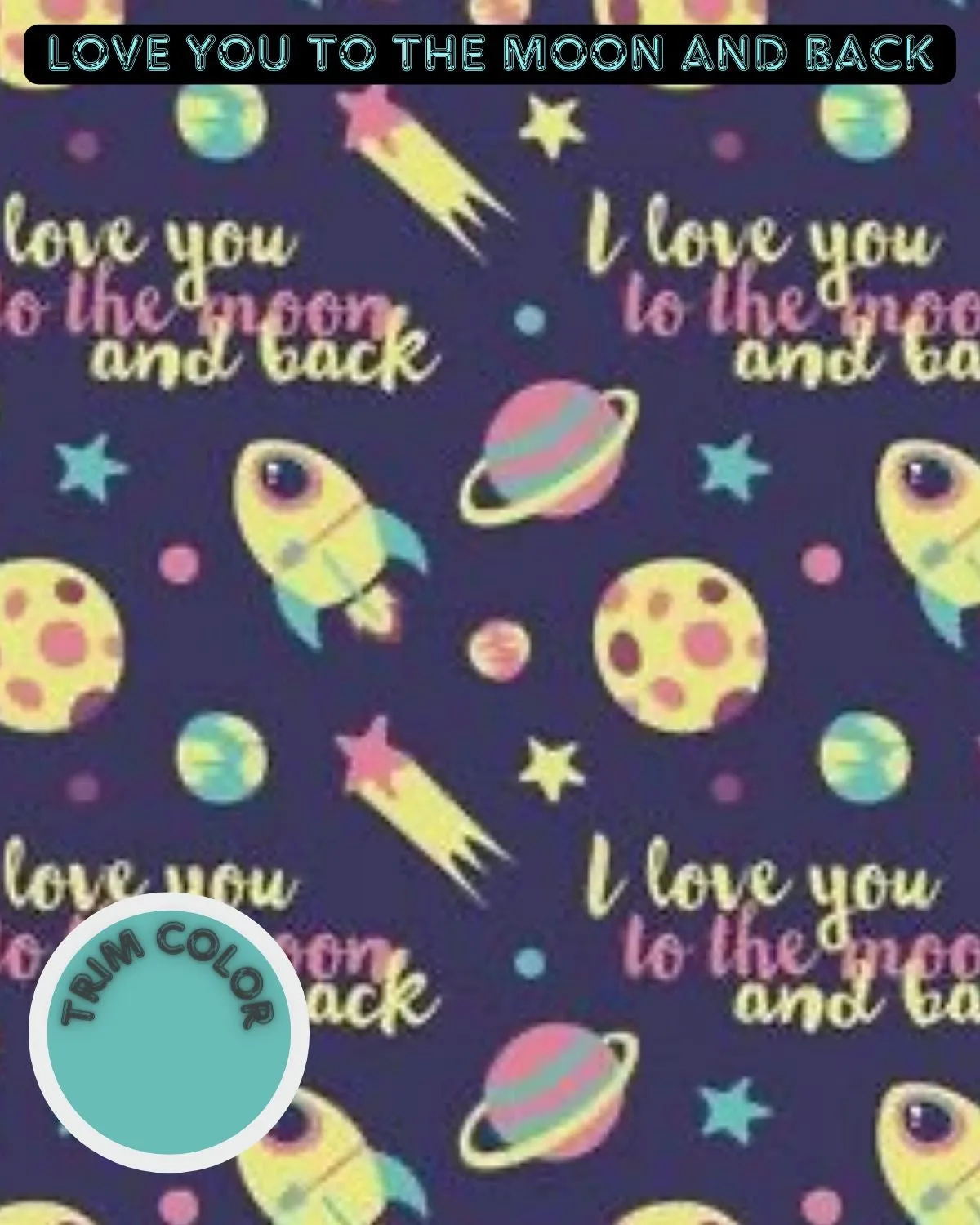 Love You To The Moon & Back - Dog Pajama with Aqua Neck & Trim/Sleeves