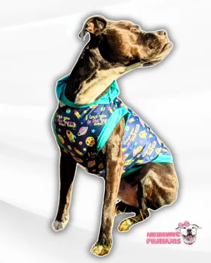 Love You To The Moon & Back - Dog Pajama with Aqua Neck & Trim/Sleeves
