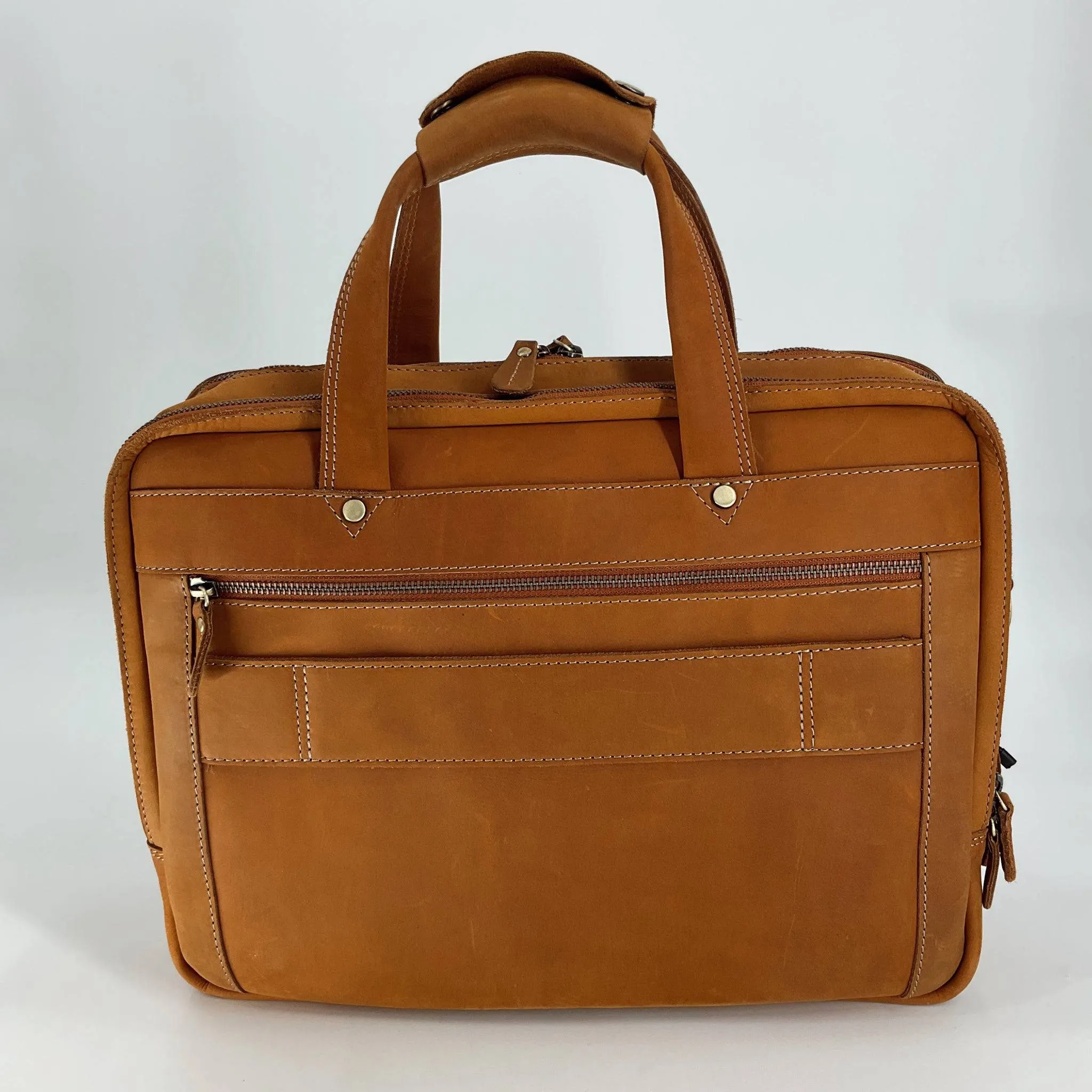 Luxorro Camel Leather Laptop Bag