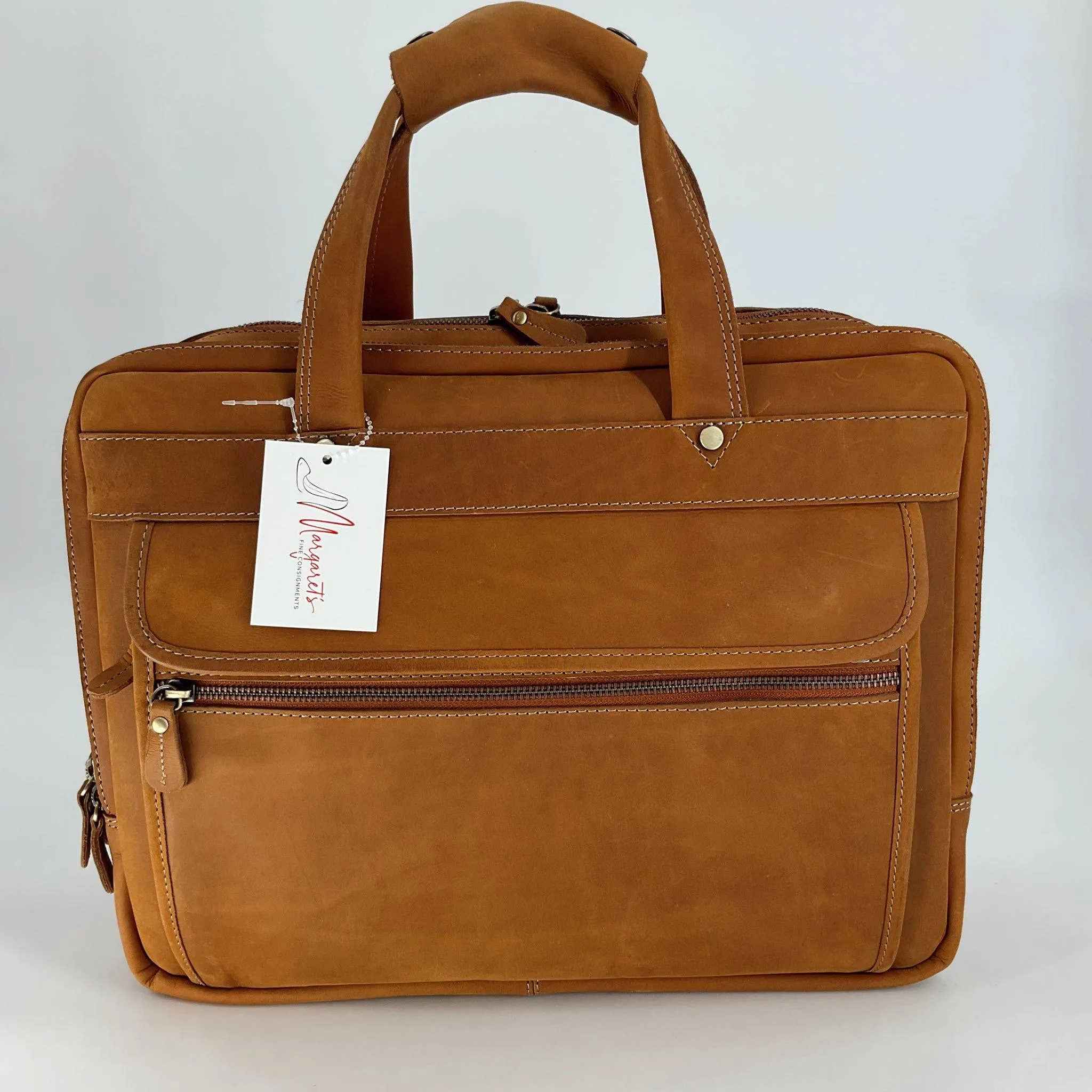 Luxorro Camel Leather Laptop Bag