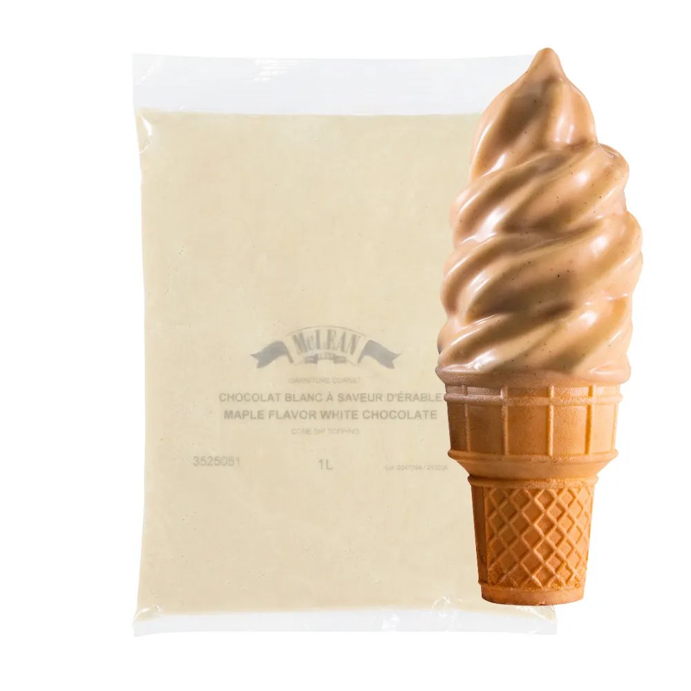 Maple Flavor White Chocolate Cone Dip Coating (Case = 5 x 1L Bags) by McLean Canada