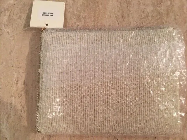 Mary Frances Bride Tribe White Wedding Zipper Beaded Bag Handbag Bridal Gold New