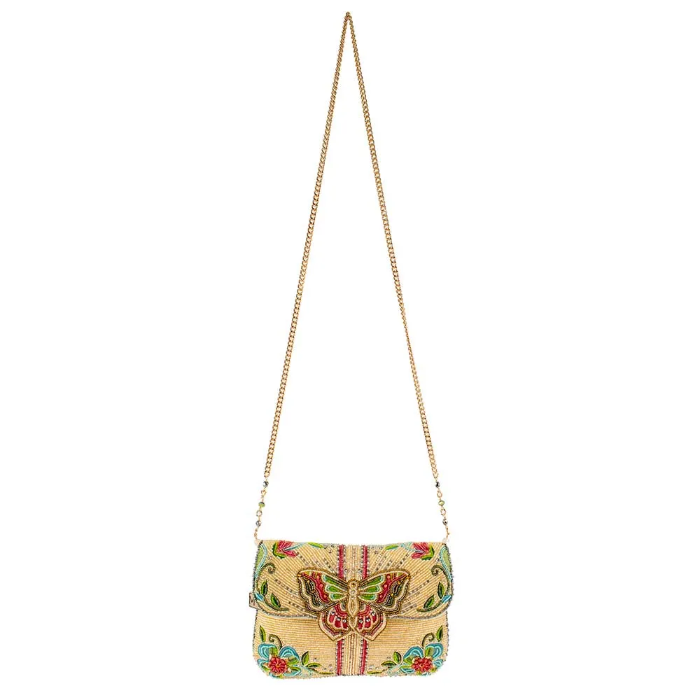 Mary Frances Charmed Beaded Butterfly Floral Crossbody Clutch Handbag Multi New