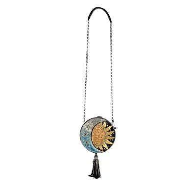 Mary Frances Day Night Sun Moon Galaxy Black Gold Special Beaded Bag Handbag NEW