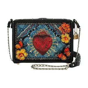 Mary Frances Day of the Dead Crossbody Beaded Handbag Embroidered Heart Bag Purse Blue NEW