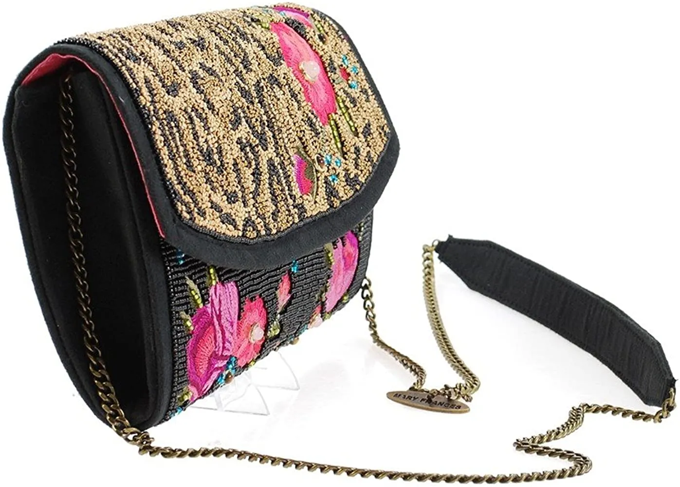 Mary Frances Gone Wild Animal Floral Black Special Crossbody Bag Red Handbag New