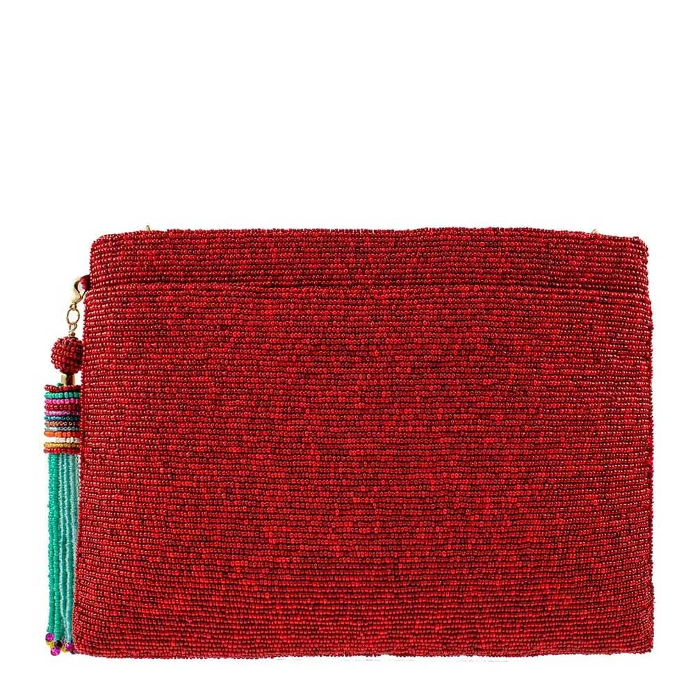 Mary Frances Island Fever Beaded Flowers Hibiscus Crossbody Clutch Handbag Multi
