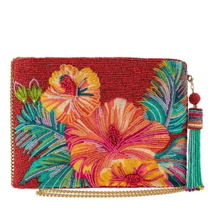 Mary Frances Island Fever Beaded Flowers Hibiscus Crossbody Clutch Handbag Multi