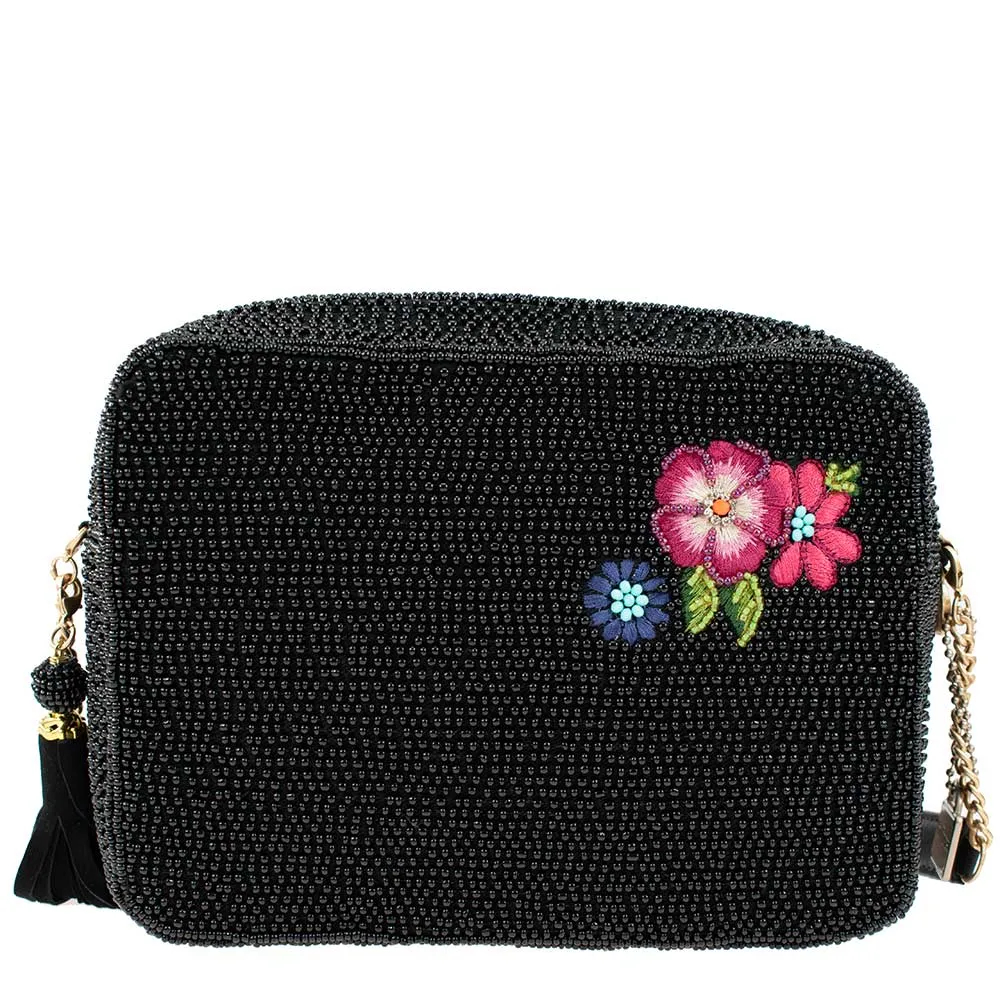 Mary Frances Love Is Love Leather Handbag Black Floral Butterfly Bag Purse NEW