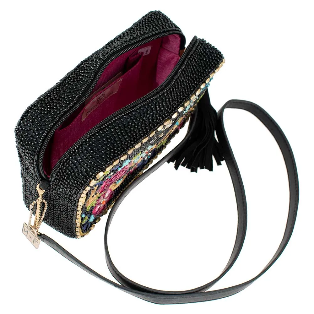 Mary Frances Love Is Love Leather Handbag Black Floral Butterfly Bag Purse NEW