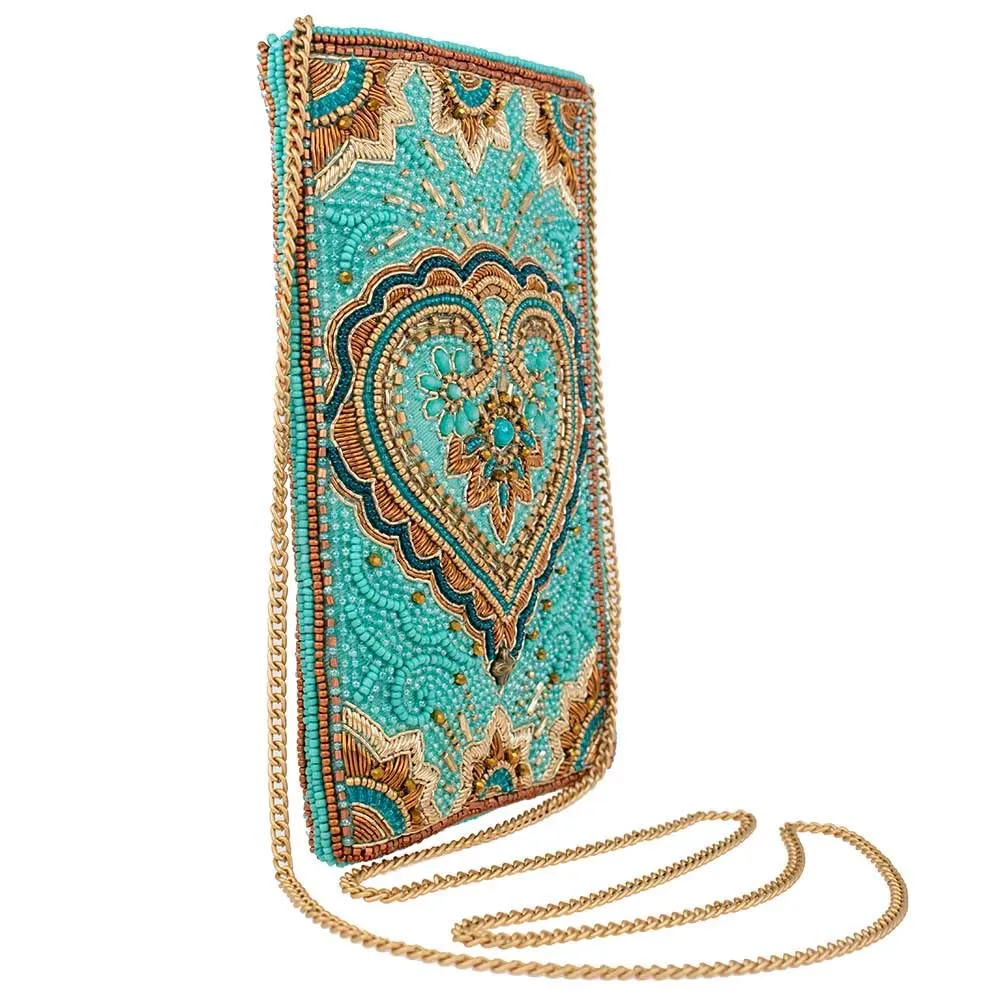 Mary Frances Moroccan Days Purse Crossbody Phone Bag Handbag Aqua Blue Multi NEW