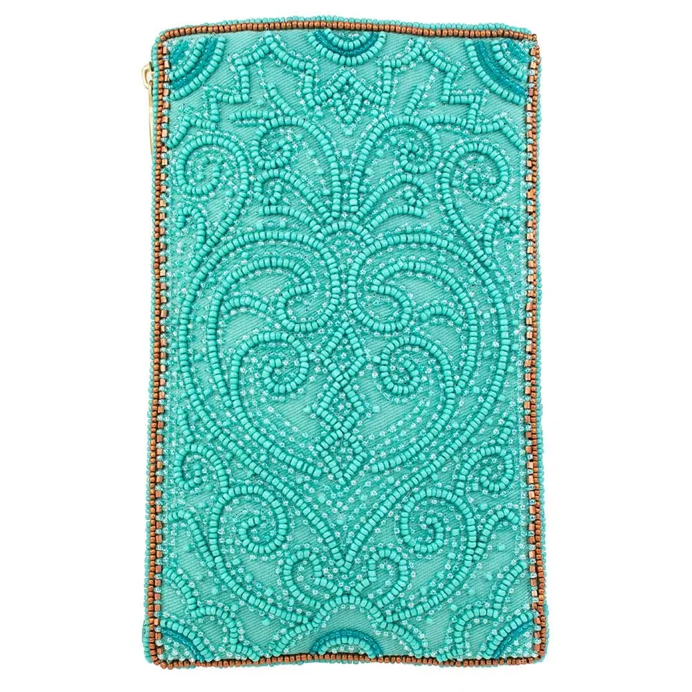Mary Frances Moroccan Days Purse Crossbody Phone Bag Handbag Aqua Blue Multi NEW