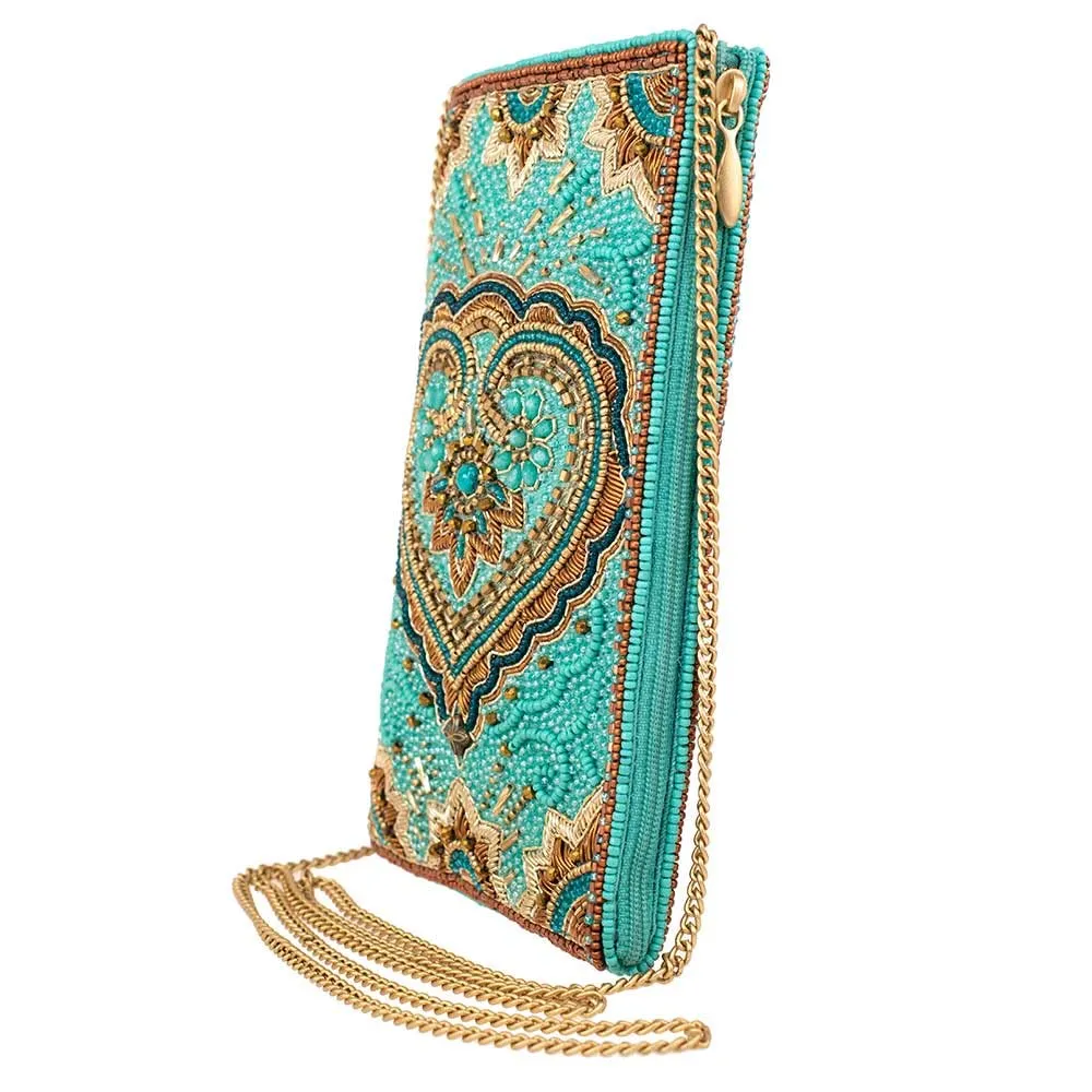 Mary Frances Moroccan Days Purse Crossbody Phone Bag Handbag Aqua Blue Multi NEW