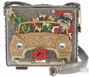 Mary Frances Santa Cruise Xmas Holiday Car Silver Special Beaded Bag Handbag New