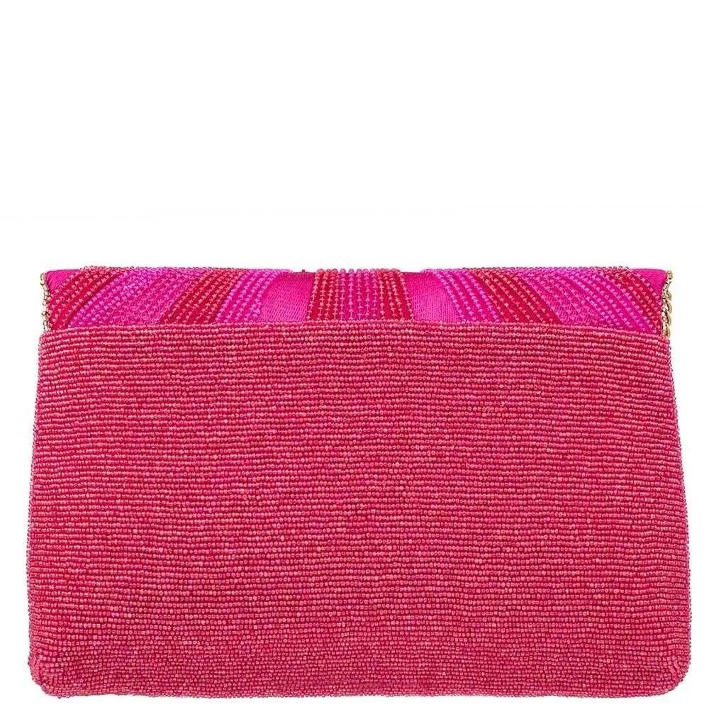 Mary Frances Smooch Crossbody Clutch Handbag Red Lips Beaded Pink Bag New