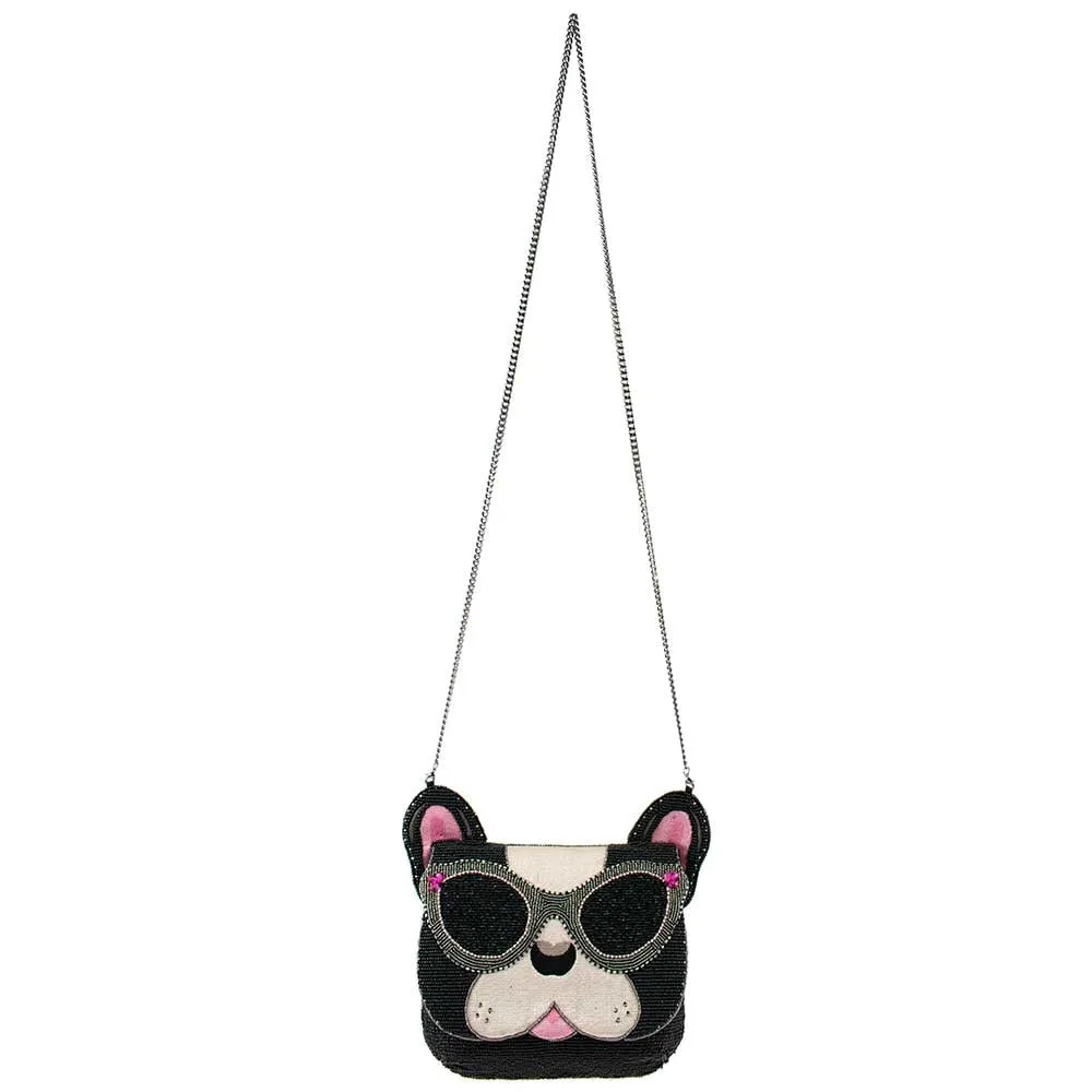 Mary Frances Throw Me a Bone Beaded French Bulldog Crossbody Handbag Multi New