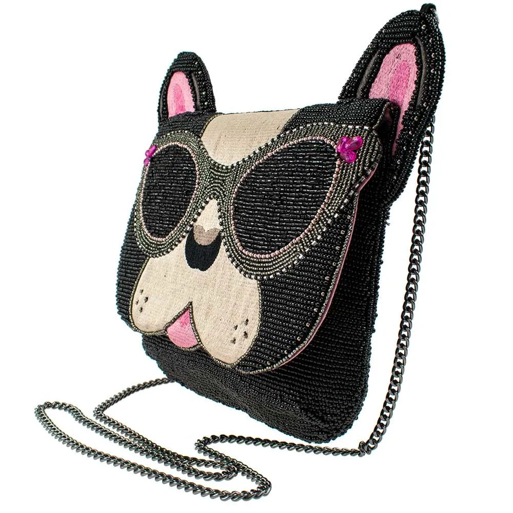 Mary Frances Throw Me a Bone Beaded French Bulldog Crossbody Handbag Multi New