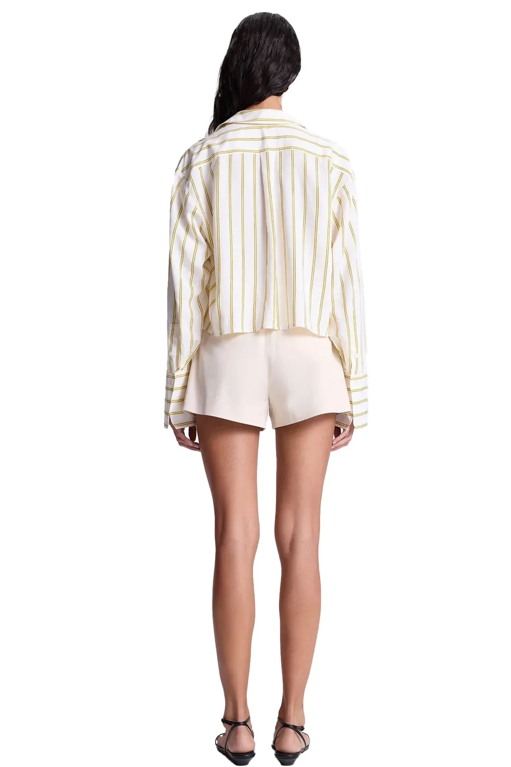 Maude Cropped Silk Shirt in Canary