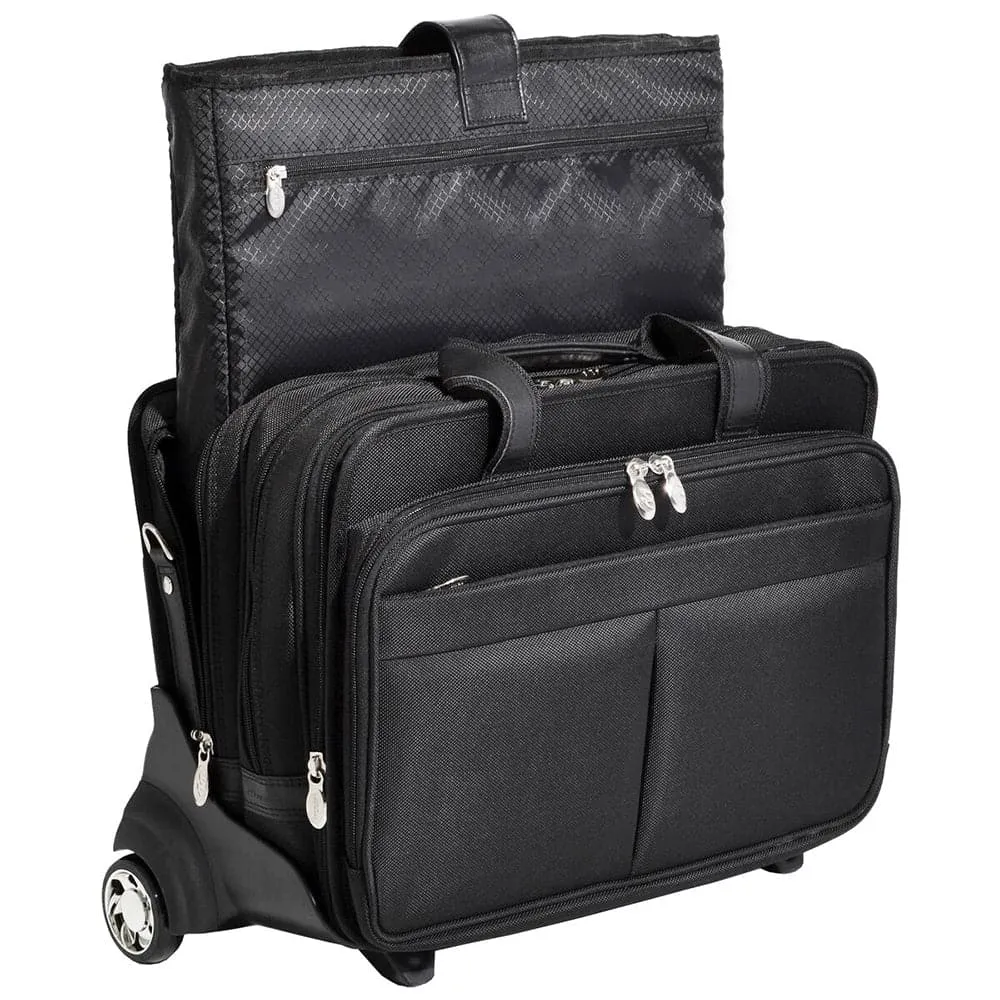 McKlein USA Roosevelt 17" Nylon Patented Detachable -Wheeled Laptop Briefcase with Removable Sleeve