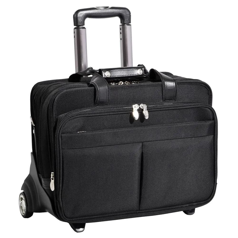 McKlein USA Roosevelt 17" Nylon Patented Detachable -Wheeled Laptop Briefcase with Removable Sleeve
