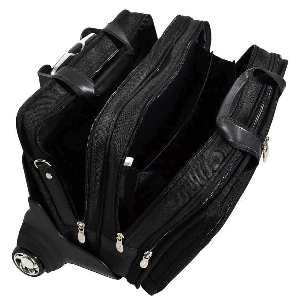 McKlein USA Roosevelt 17" Nylon Patented Detachable -Wheeled Laptop Briefcase with Removable Sleeve