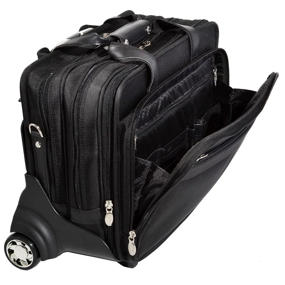 McKlein USA Roosevelt 17" Nylon Patented Detachable -Wheeled Laptop Briefcase with Removable Sleeve