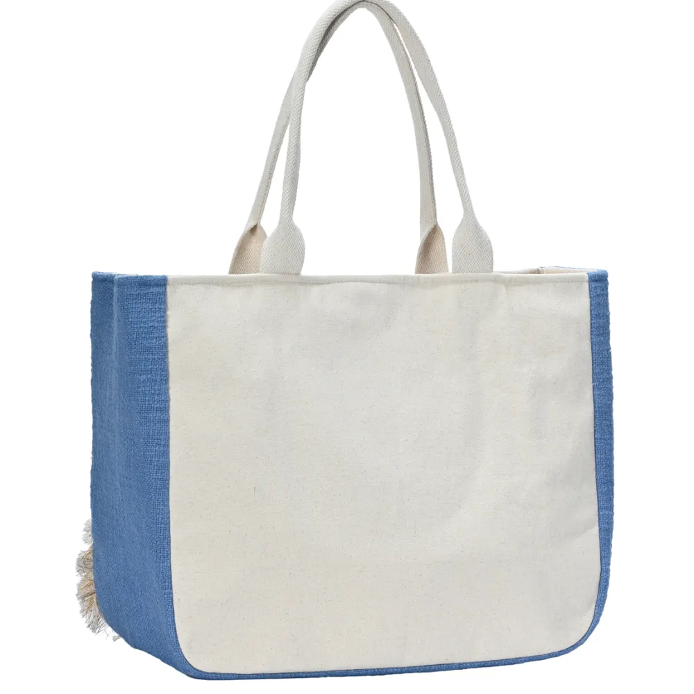 Mediterranean Canvas Embellished Tote