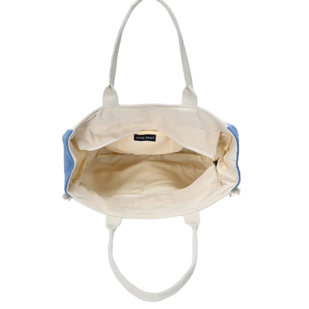 Mediterranean Canvas Embellished Tote