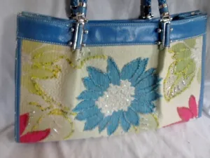 MELLOW WORLD Vegan Satchel TOTE Bag Shoulder Bag Carryall BEADED Floral L