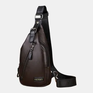Men Faux Leather Retro Business Travel Chest Bag Crossbody Bag