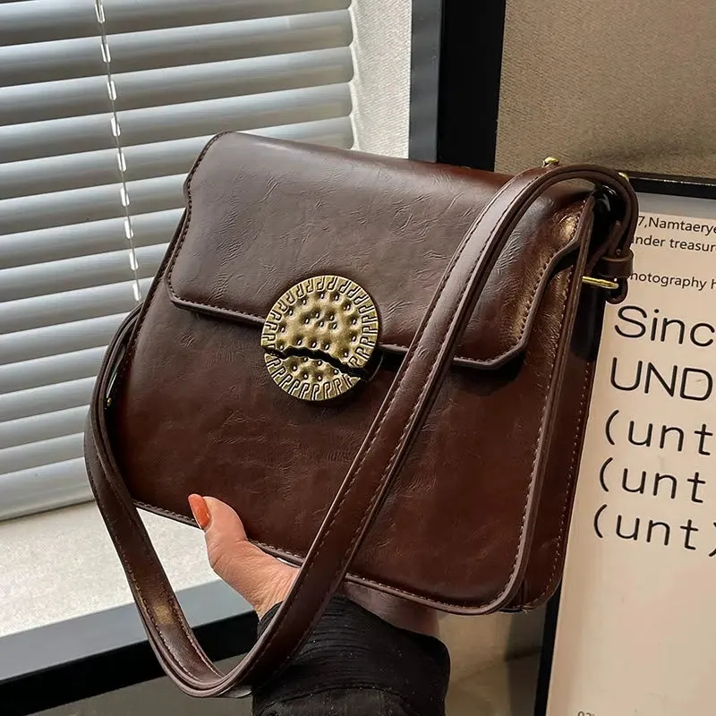 Metal Disc Buckle Small Square Bag
