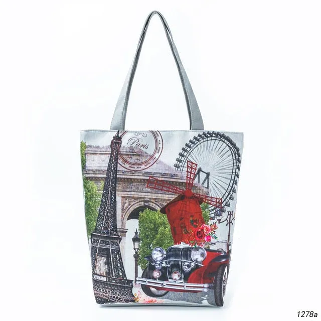 Miyahouse Floral Printed Handbag Women Shoulder Bag Canvas Summer Beach Bag Daily Use Female Shopping Bag Lady