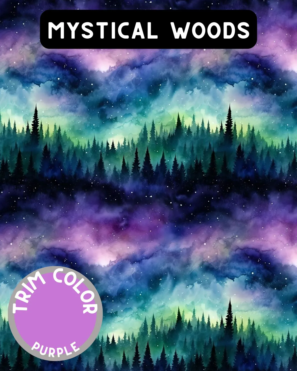 Mystical Woods Dog Pajama with Purple Neck & Trim/Sleeves