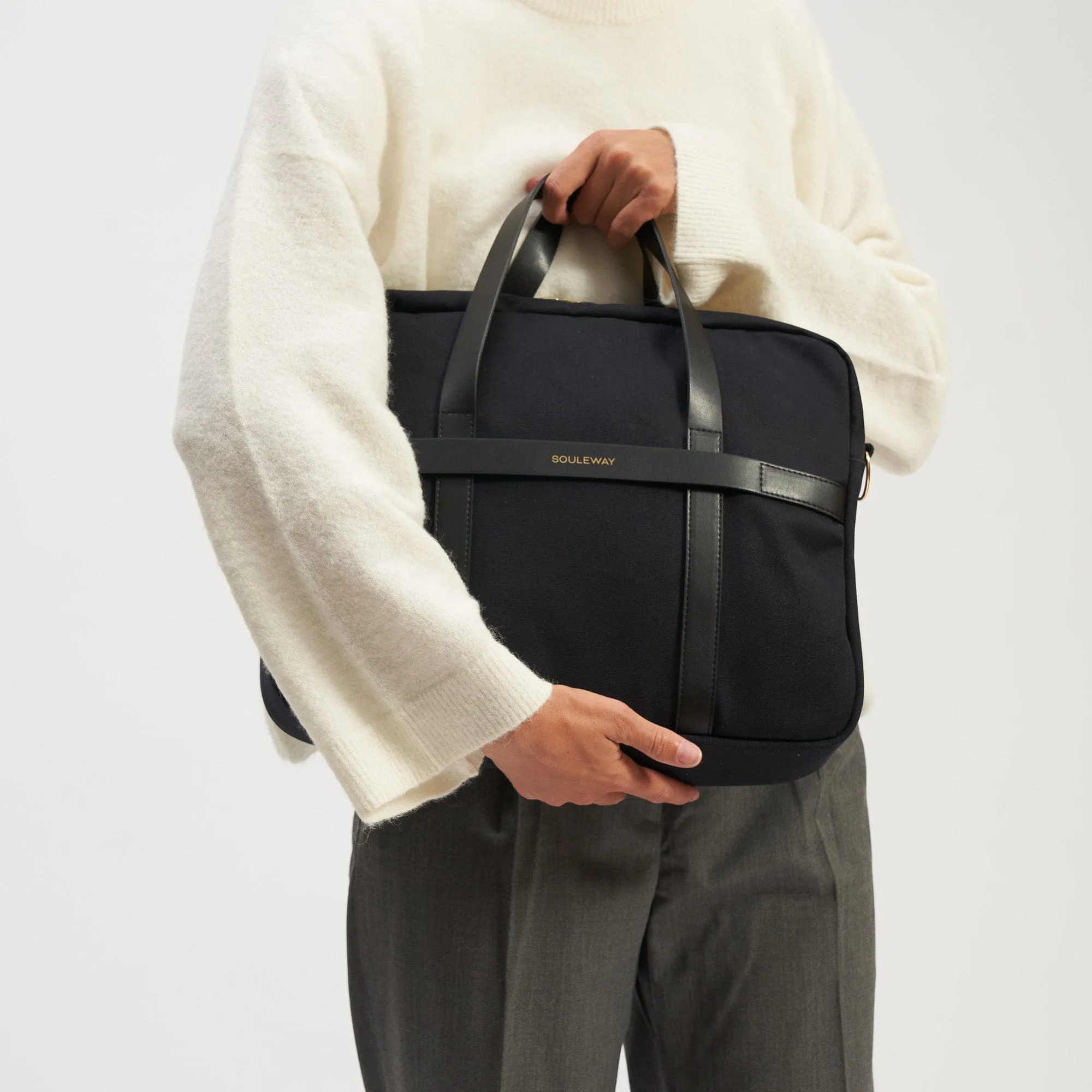 Natural Cotton Canvas Laptop Bag | Night Black