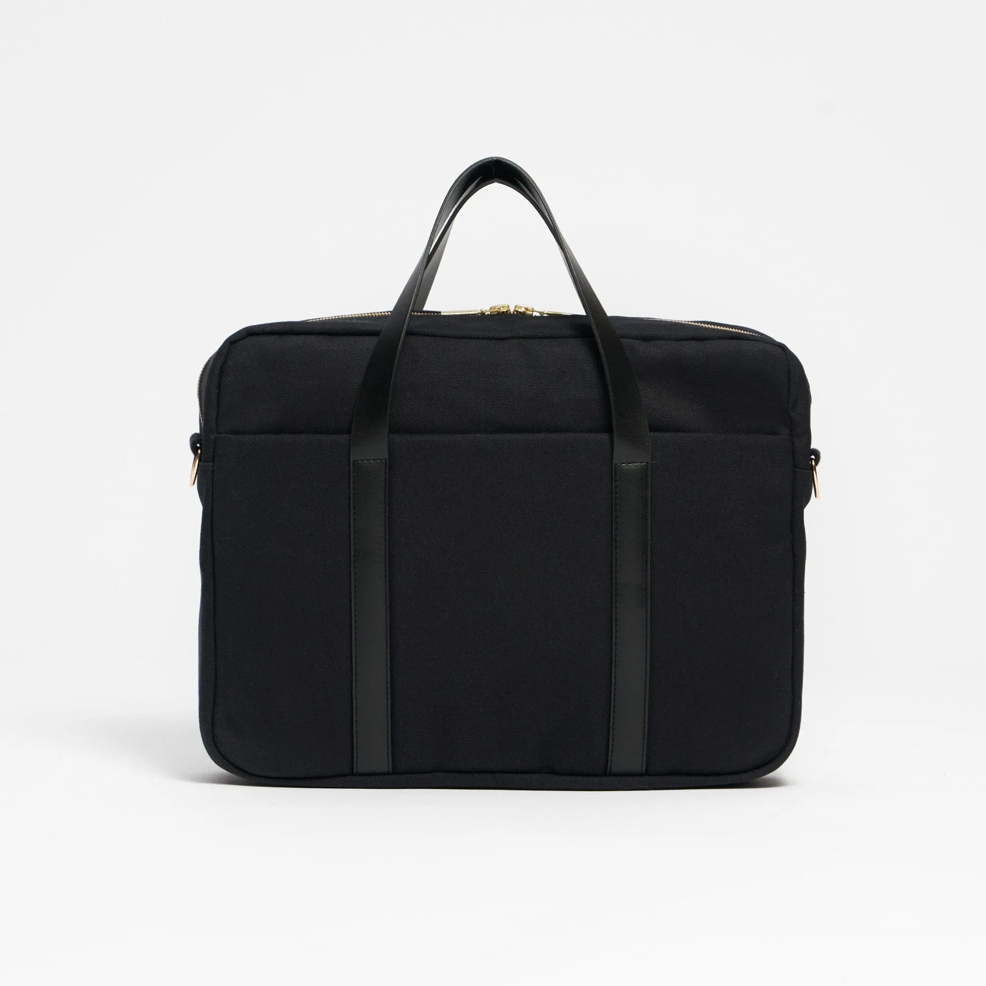 Natural Cotton Canvas Laptop Bag | Night Black