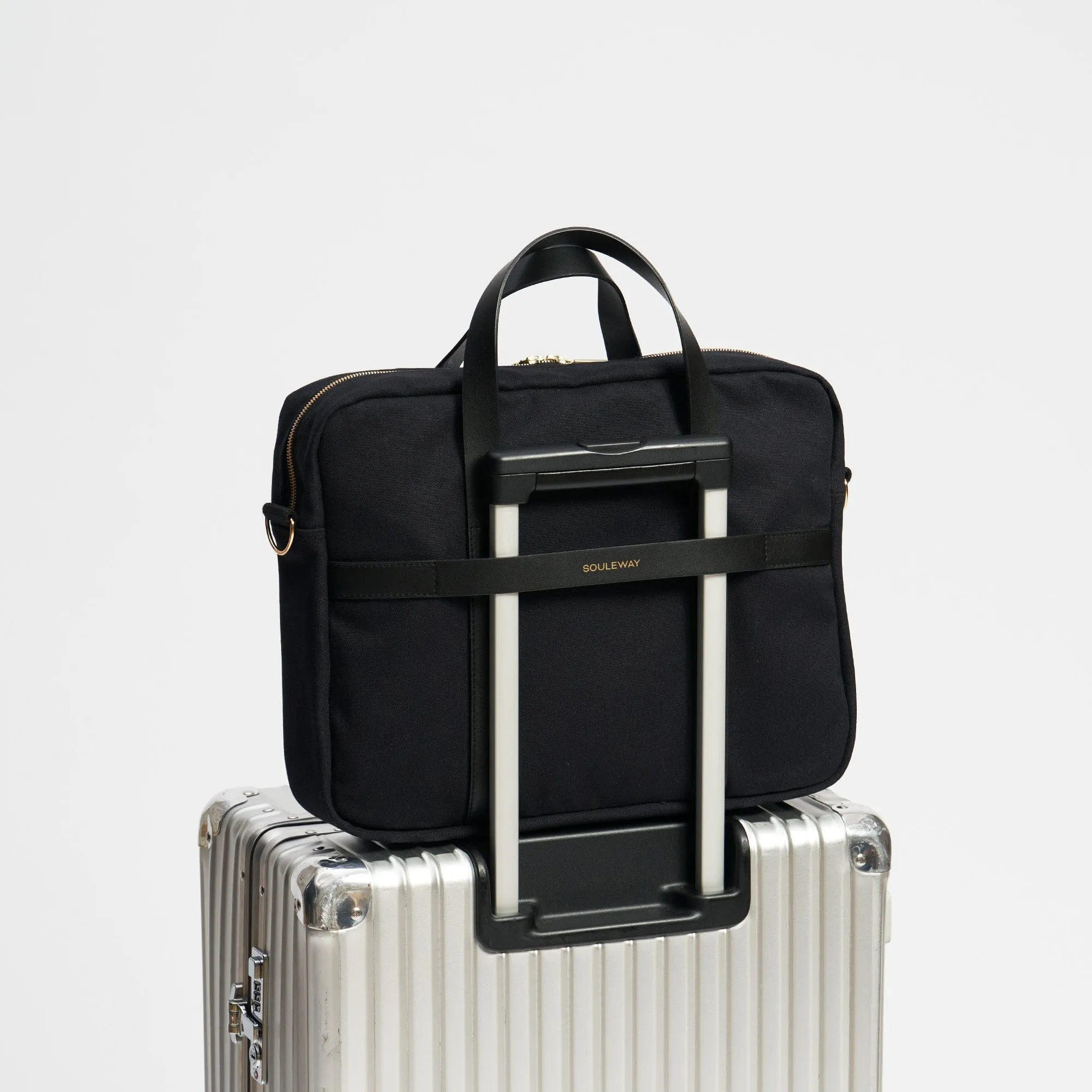Natural Cotton Canvas Laptop Bag | Night Black