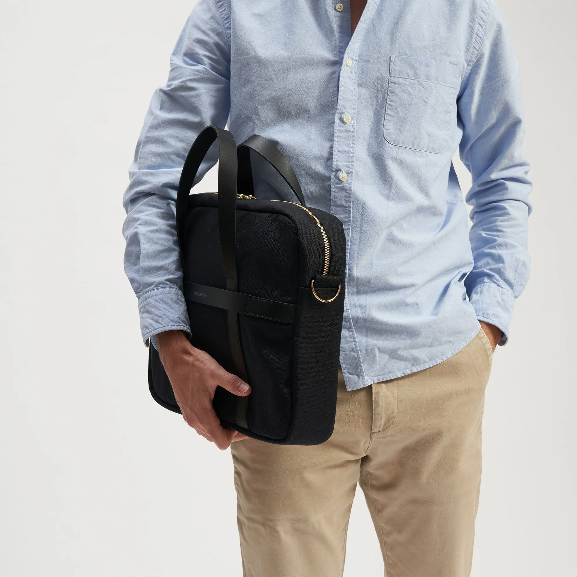 Natural Cotton Canvas Laptop Bag | Night Black