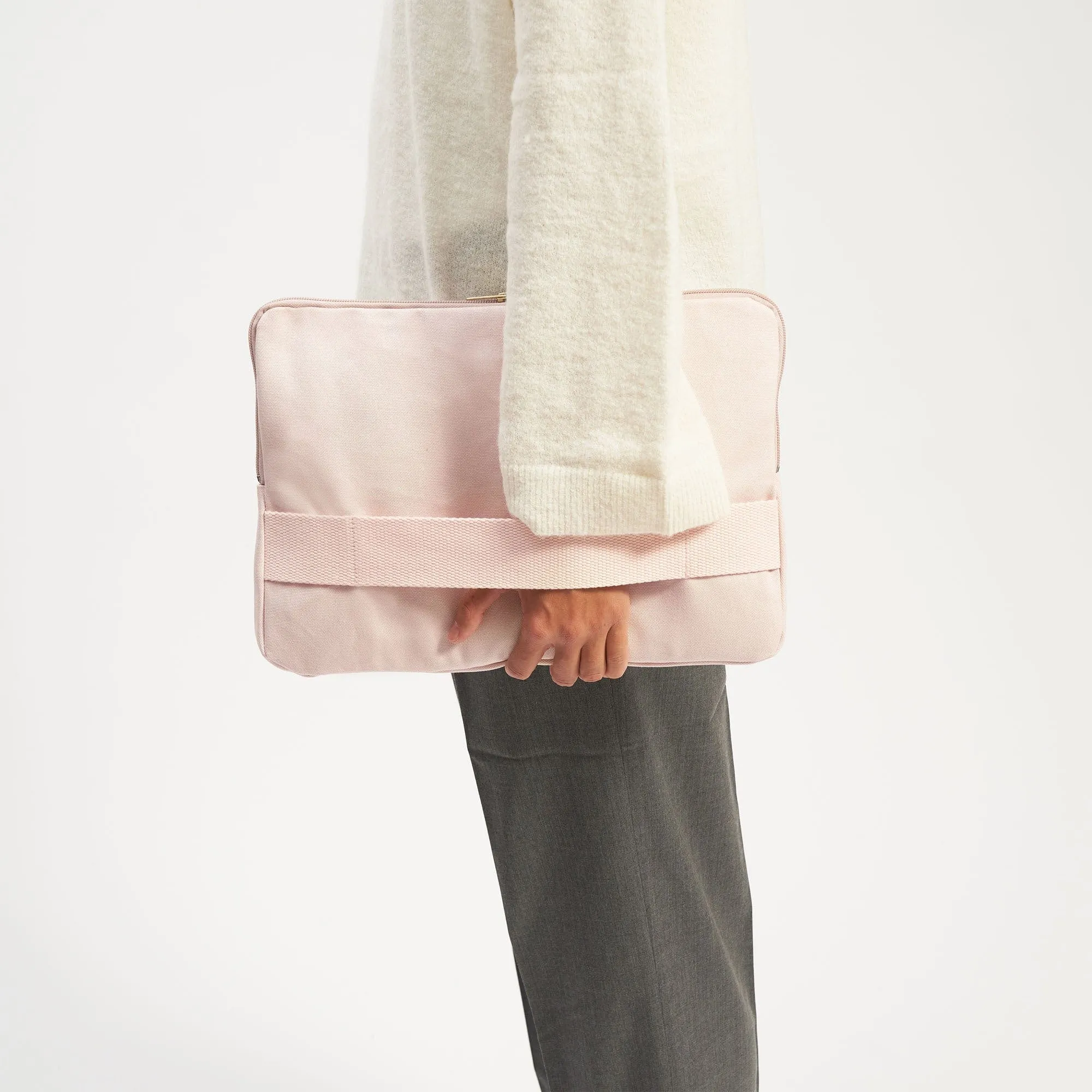 Natural Cotton Canvas Laptop Sleeve | Blush Pink