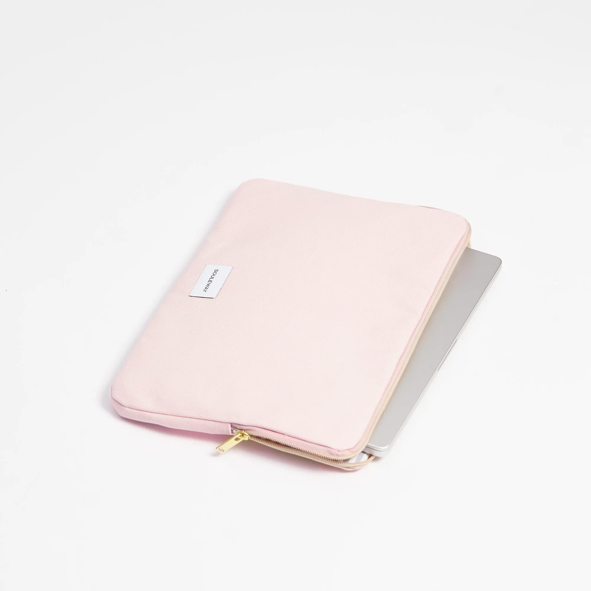 Natural Cotton Canvas Laptop Sleeve | Blush Pink
