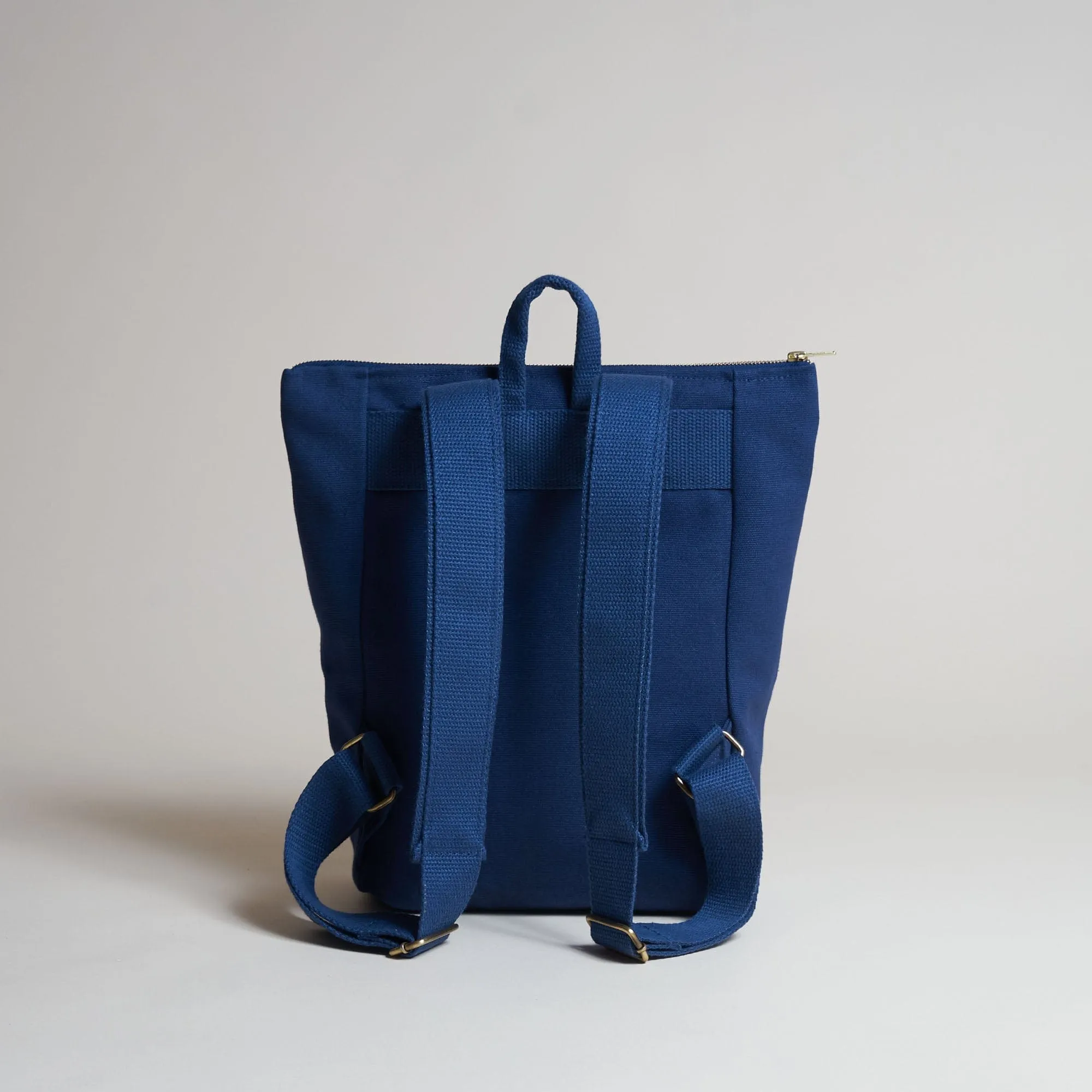 Natural Cotton Canvas Simple Backpack S | Navy Blue