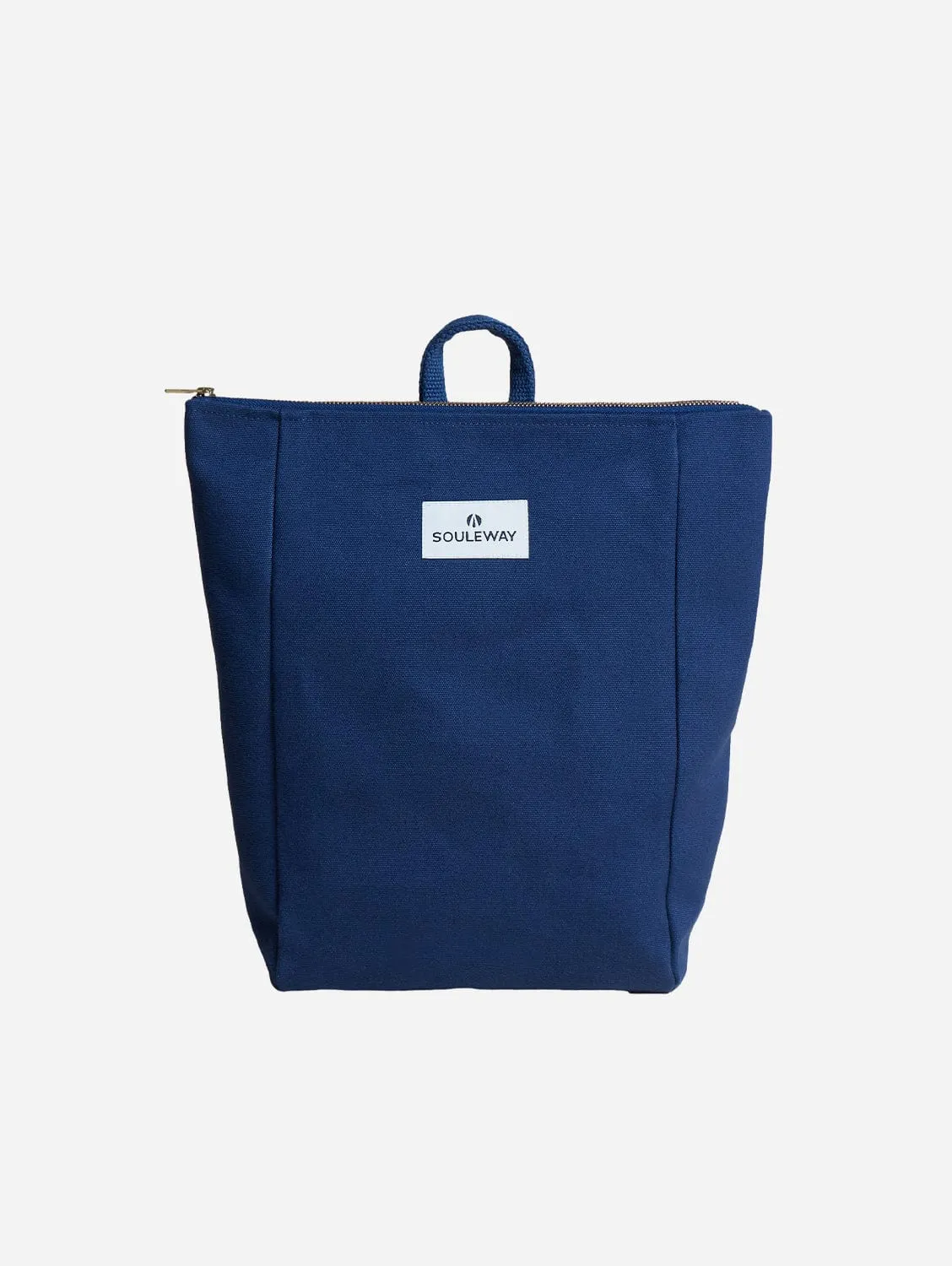 Natural Cotton Canvas Simple Backpack S | Navy Blue