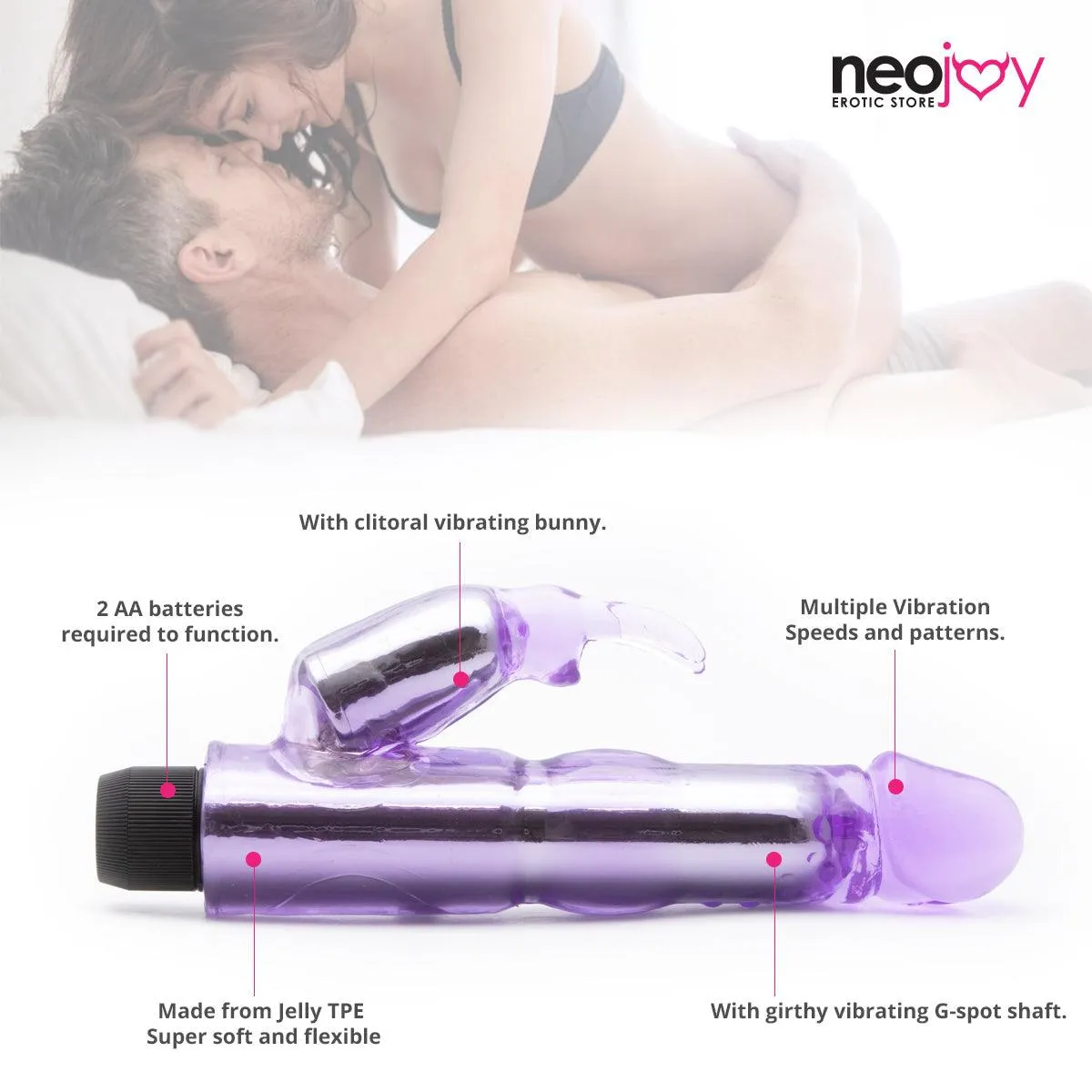Neojoy Rampant Rabbit Vibrator Jelly Battery Powered