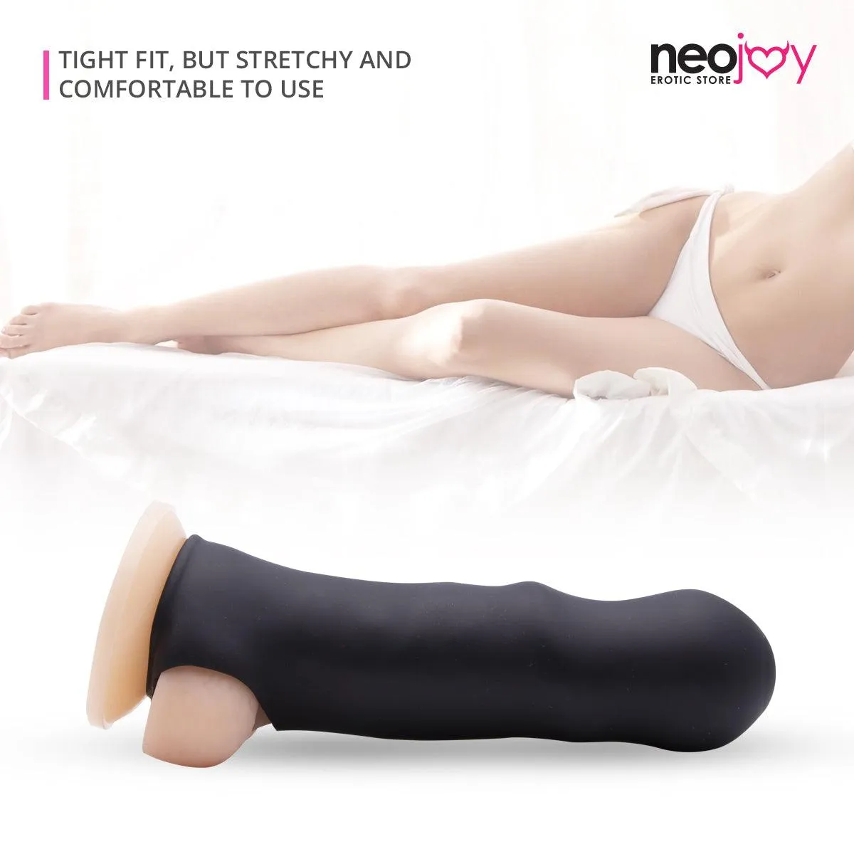 Neojoy Silicone Black Penis Sleeve Extender - 17cm
