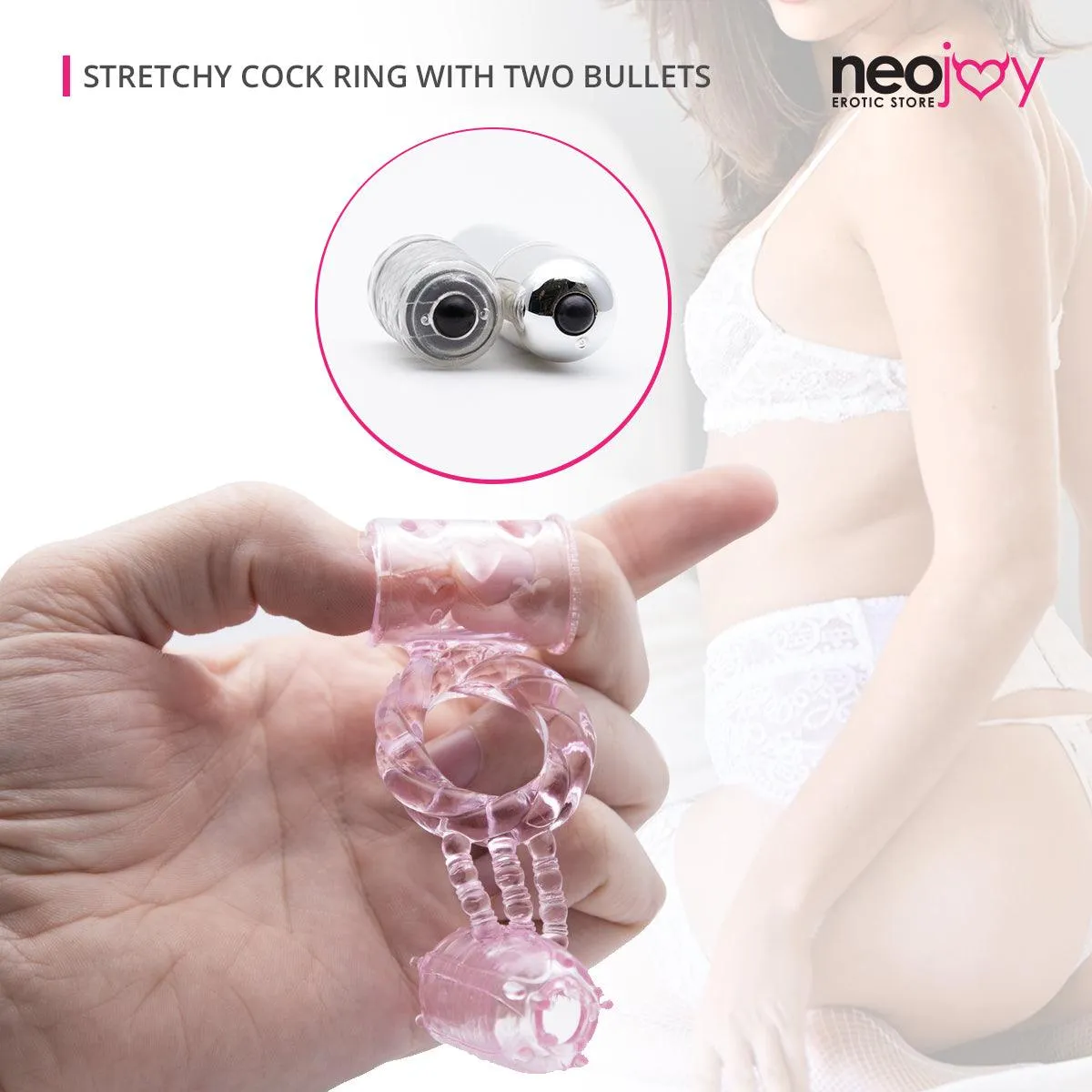 Neojoy Triple Jelly Ring Jelly Cock Ring Erection Enhancer Clitoral Bullet Vibe