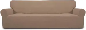 New in package! Easy-Going Stretch 4 seater Sofa Slipcover 1-Piece, Spandex Jacquard Fabric Small Checks, Camel! Retails $85 